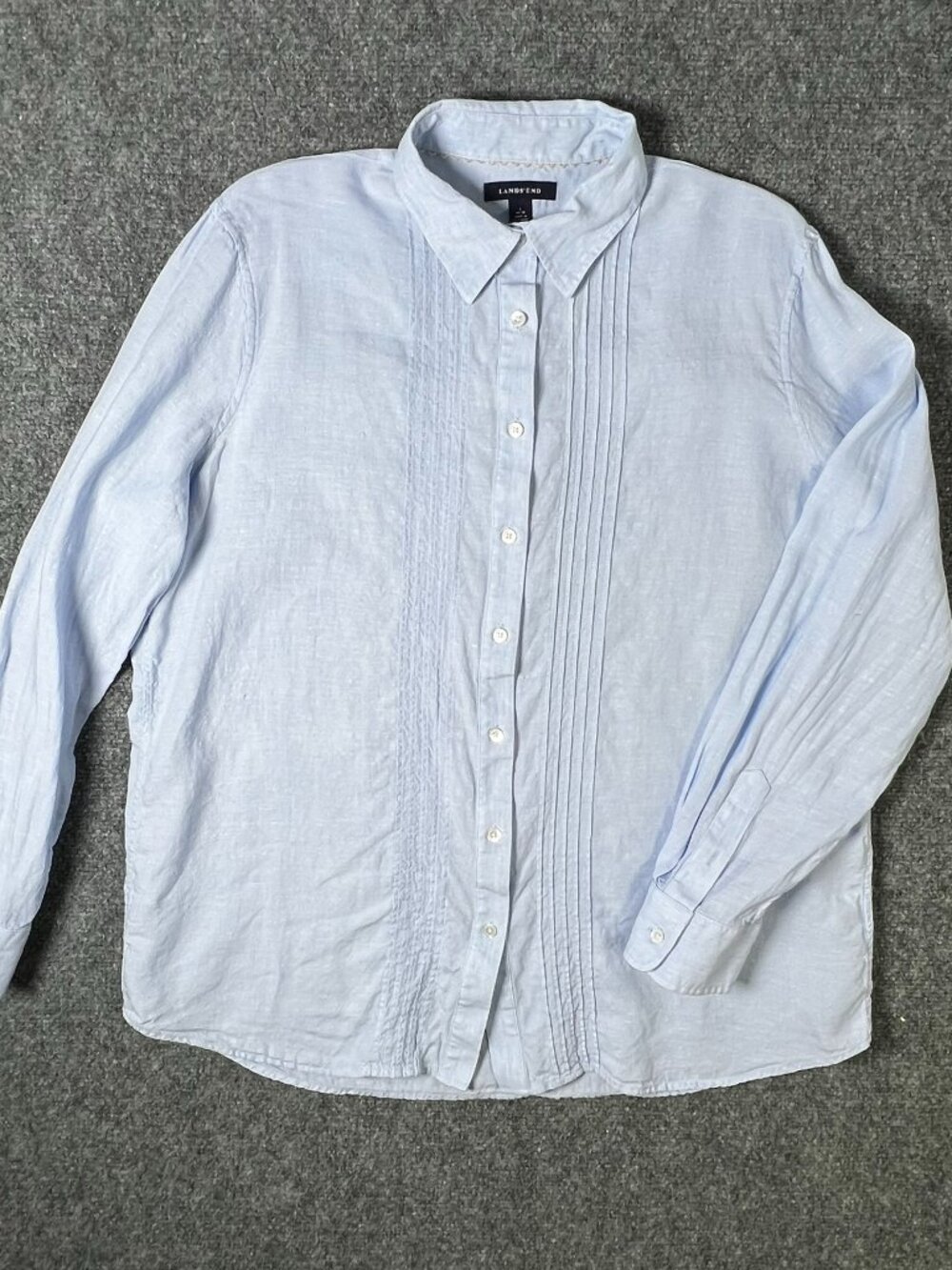 Lands' End 100% Linen Chambray Blue Blouse – L